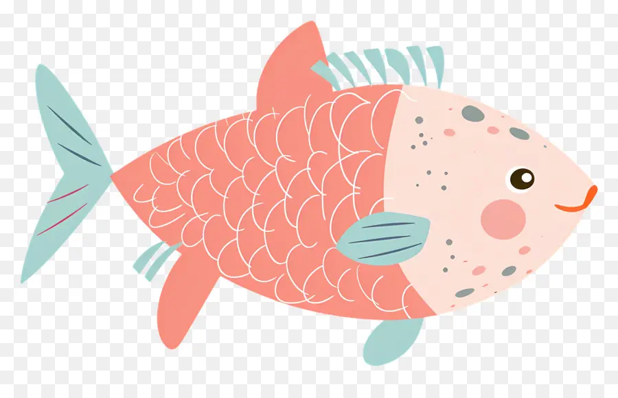 Kartun Ikan，Ikan Merah Muda PNG