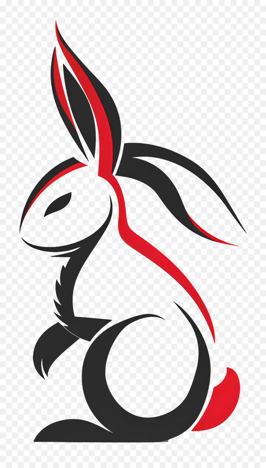 Desain Yang Sederhana，Logo Kelinci Hitam Dan Merah PNG