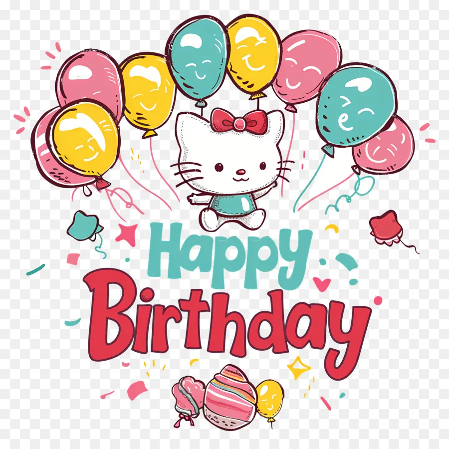 Selamat Ulang Tahun，Kartun Kucing PNG
