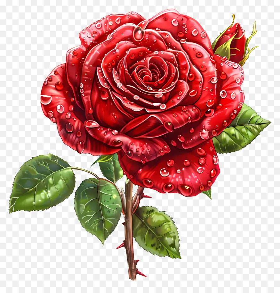 Mawar Merah，Tetesan Air PNG