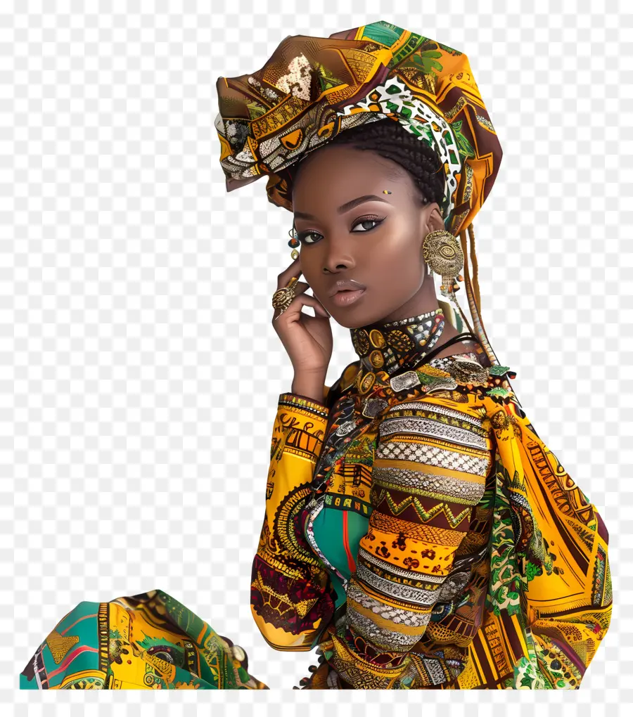 Wanita Afrika，Pakaian Tradisional Afrika PNG