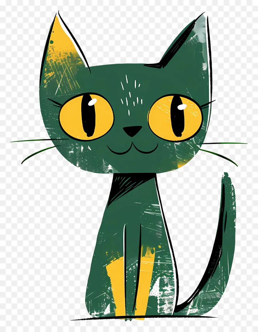 Kartun Kucing，Kucing Hijau PNG