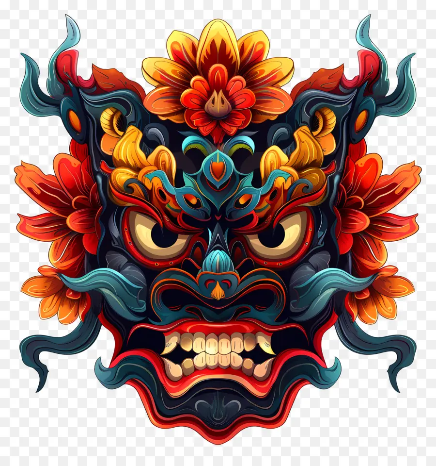 Topeng Budaya，Masker Cina PNG