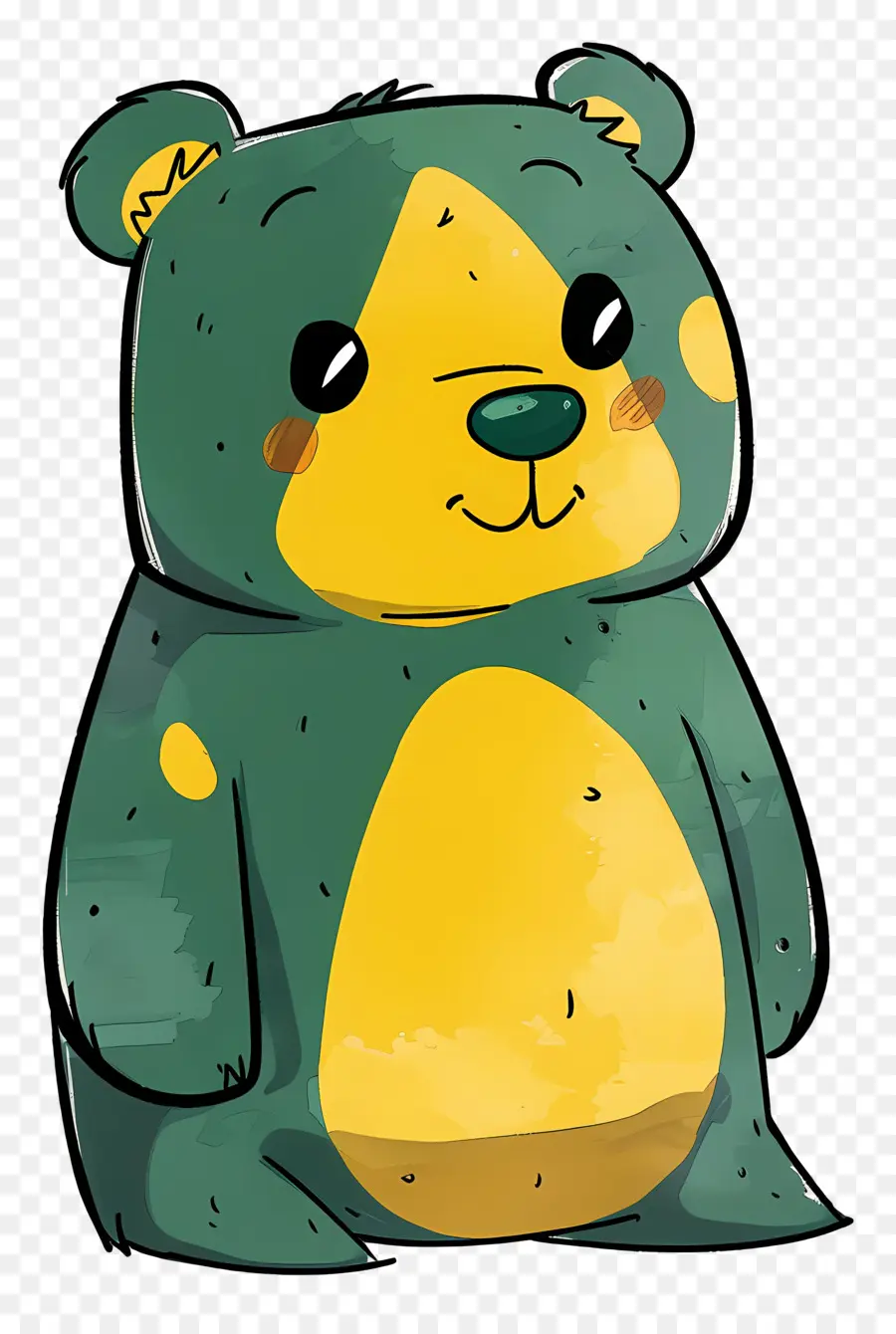 Kartun Beruang，Kemeja Bergaris Hijau Dan Kuning PNG