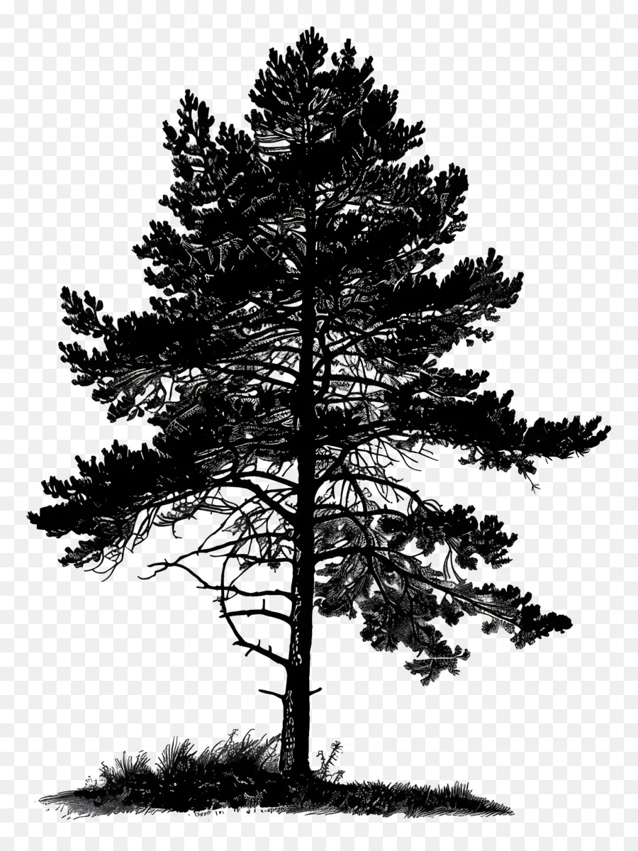 Pohon Pinus Siluet，Hutan Yang Gelap PNG