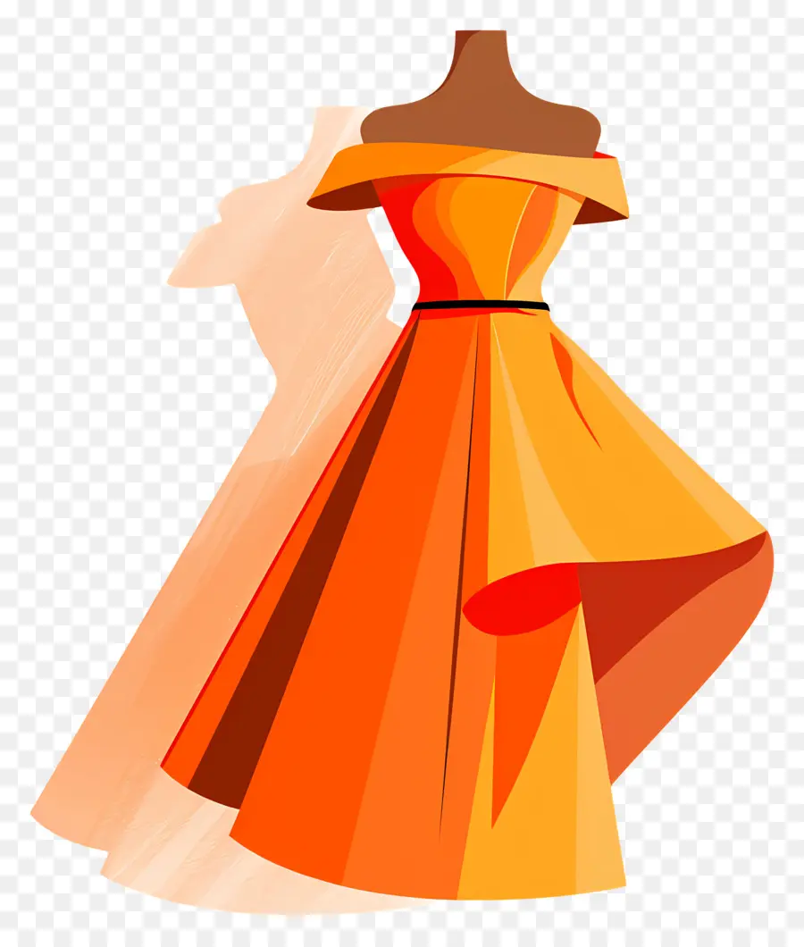 Fashion Gaun，Gaun Formal Oranye PNG