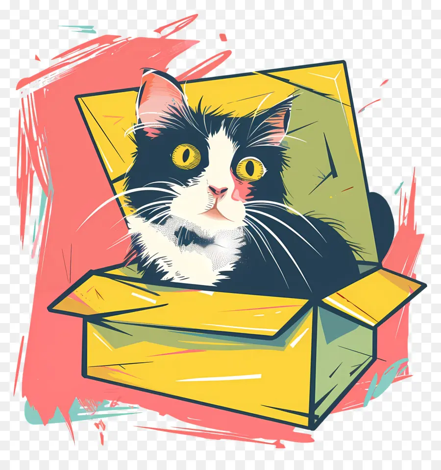 Kucing Dalam Kotak，Kartun Kucing PNG