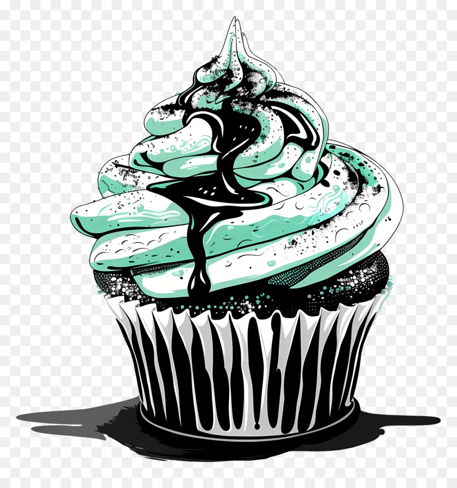 Cupcake，Icing Hijau PNG