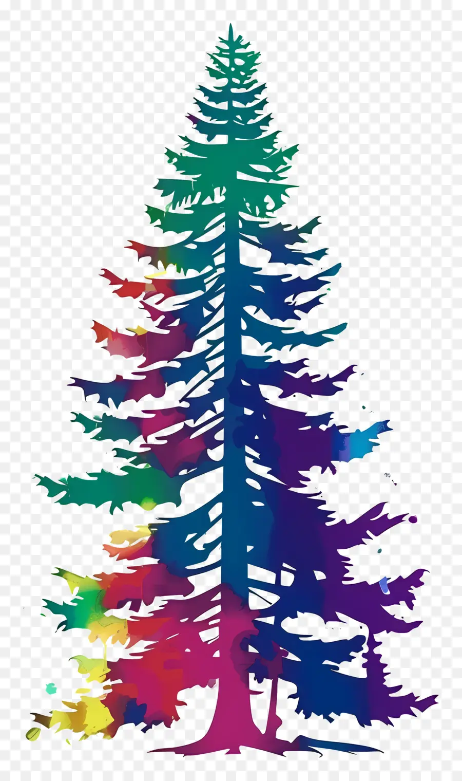 Pohon Pinus Siluet，Pohon Cemara Pelangi PNG