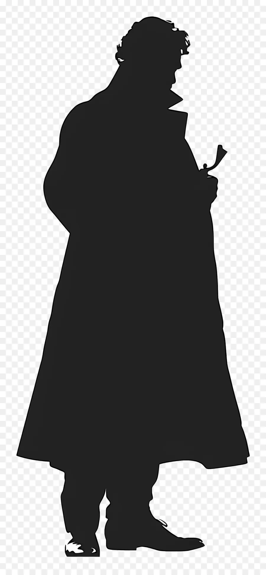 Siluet Sherlock Holmes，Pria Dengan Mantel Hitam Panjang PNG