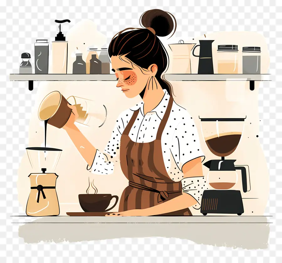 Gadis Barista Membuat Kopi，Barista PNG