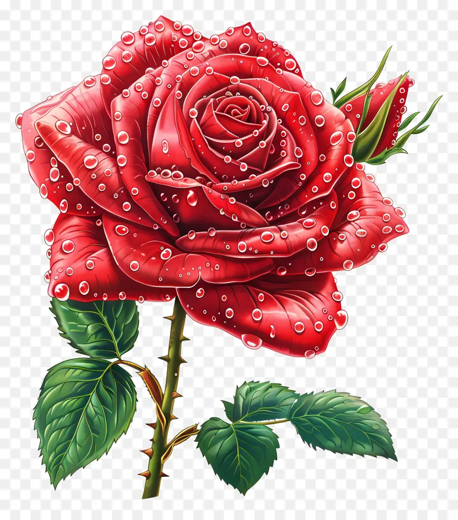 Mawar Merah，Tetesan Air PNG