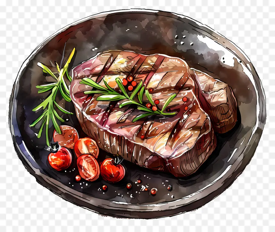 Steak，Lukisan Cat Air PNG