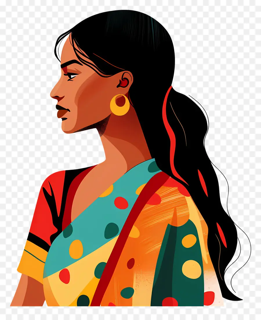 Wanita India，Sari Warna  Warni PNG