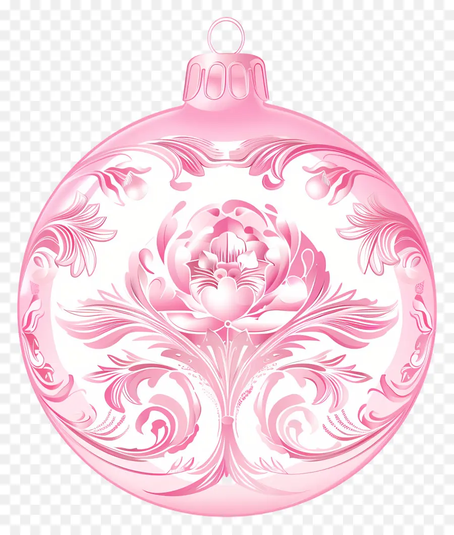 Ornamen Natal Merah Muda，Ornamen Bunga Merah Muda PNG