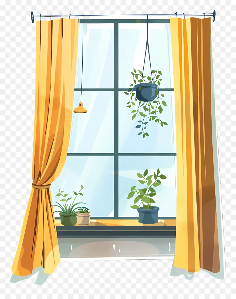 Jendela Dengan Tirai，Tanaman Jendela PNG
