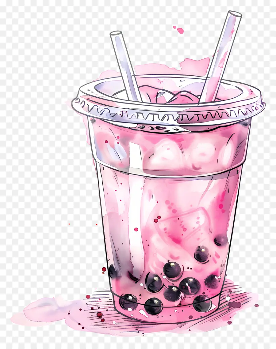 Teh Boba Merah Muda，Merah Muda Minum PNG