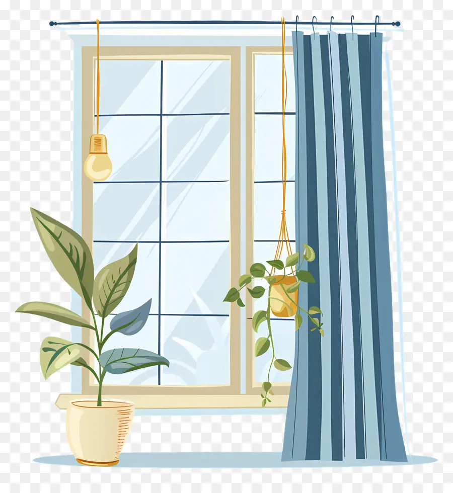Jendela Dengan Tirai，Dekorasi Rumah PNG