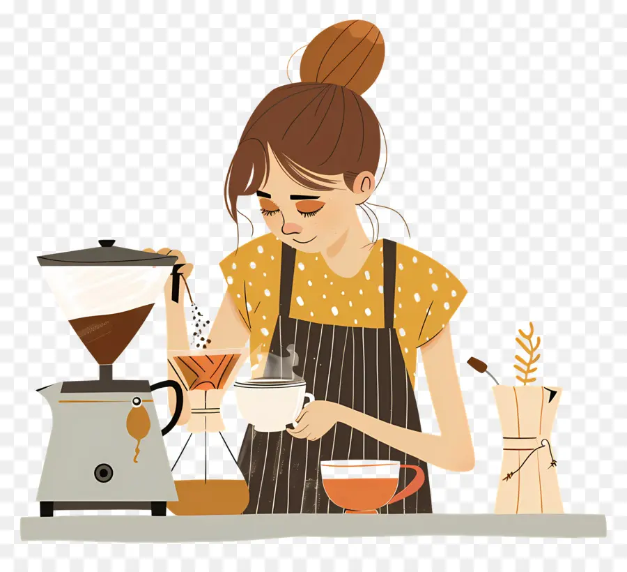 Gadis Barista Membuat Kopi，Barista PNG