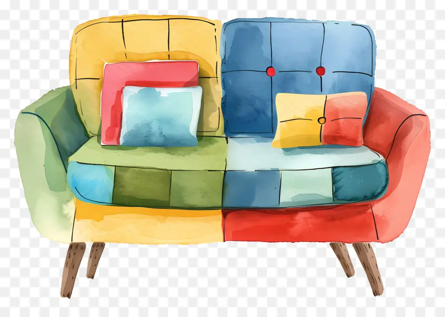 Sofa Berwarna Warni，Bantal PNG