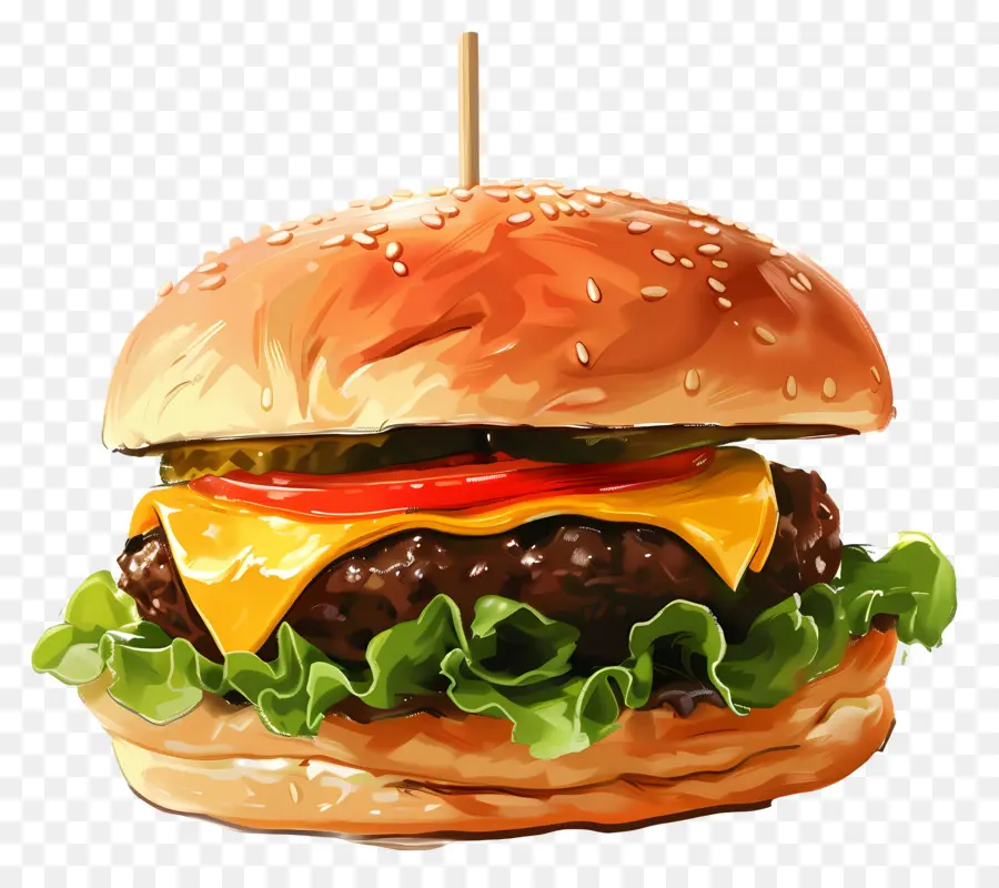 Burger Keju，Hamburger PNG