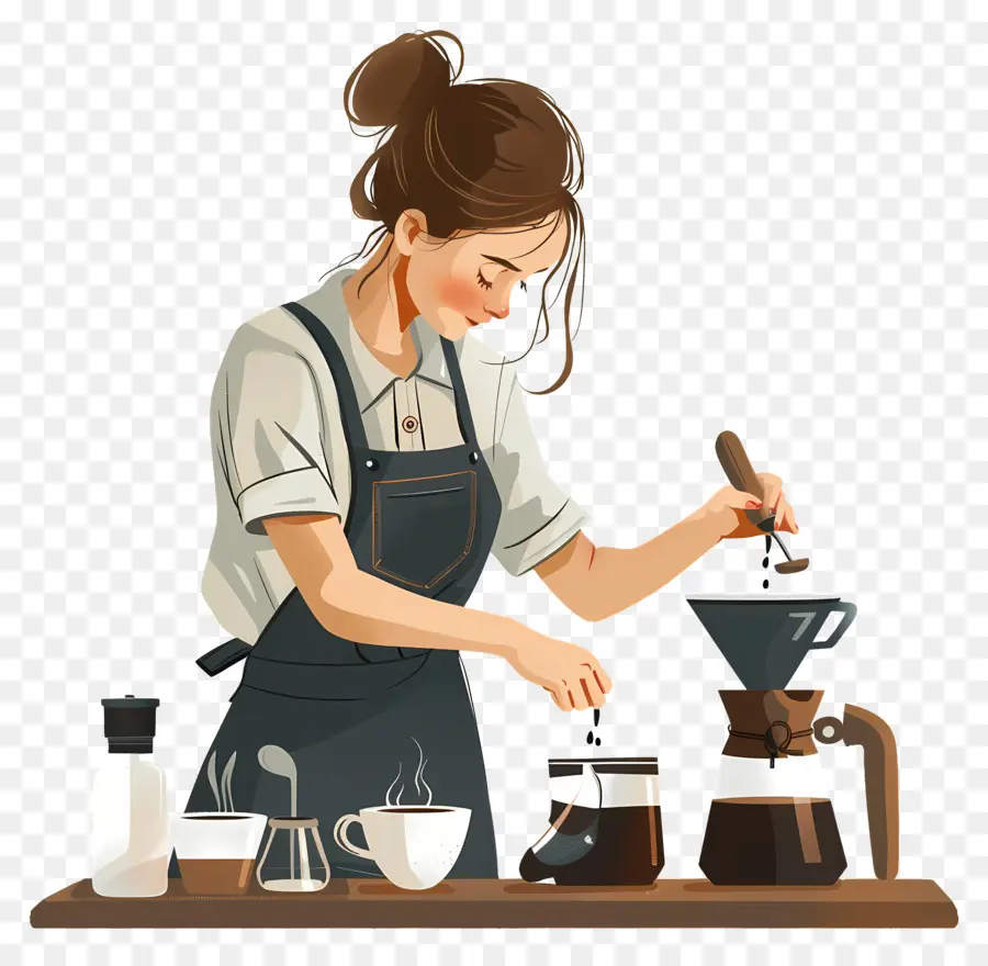 Gadis Barista Membuat Kopi，Barista PNG