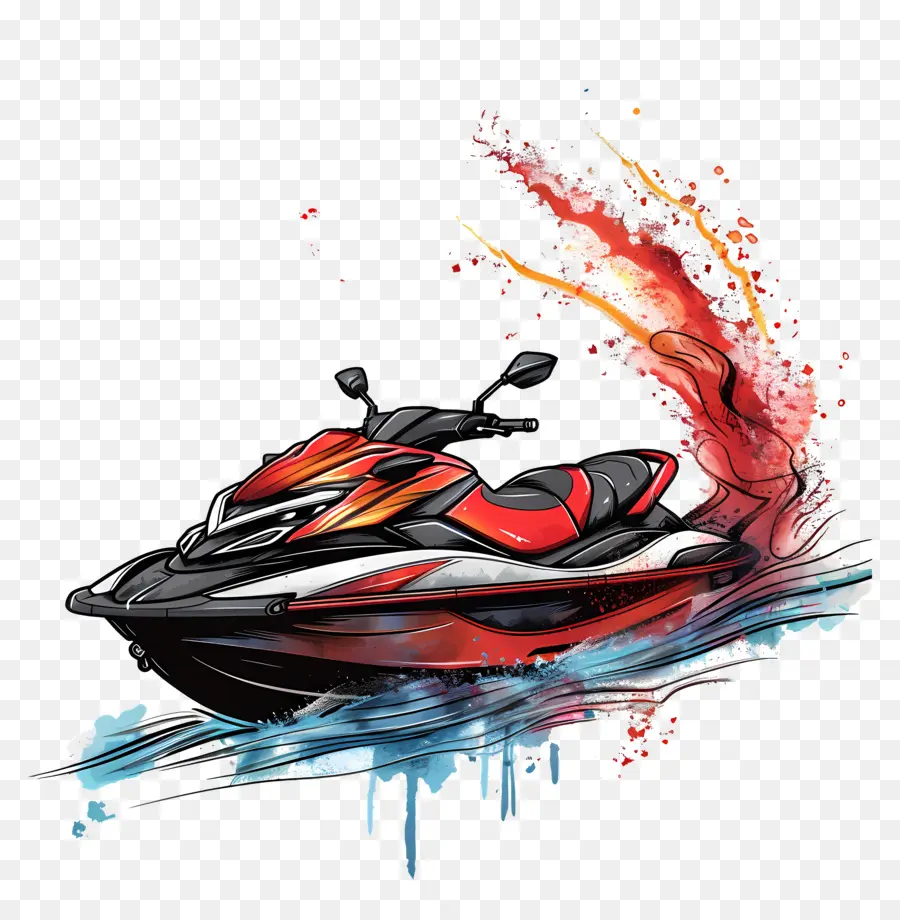 Jetski，Jet Ski Merah PNG