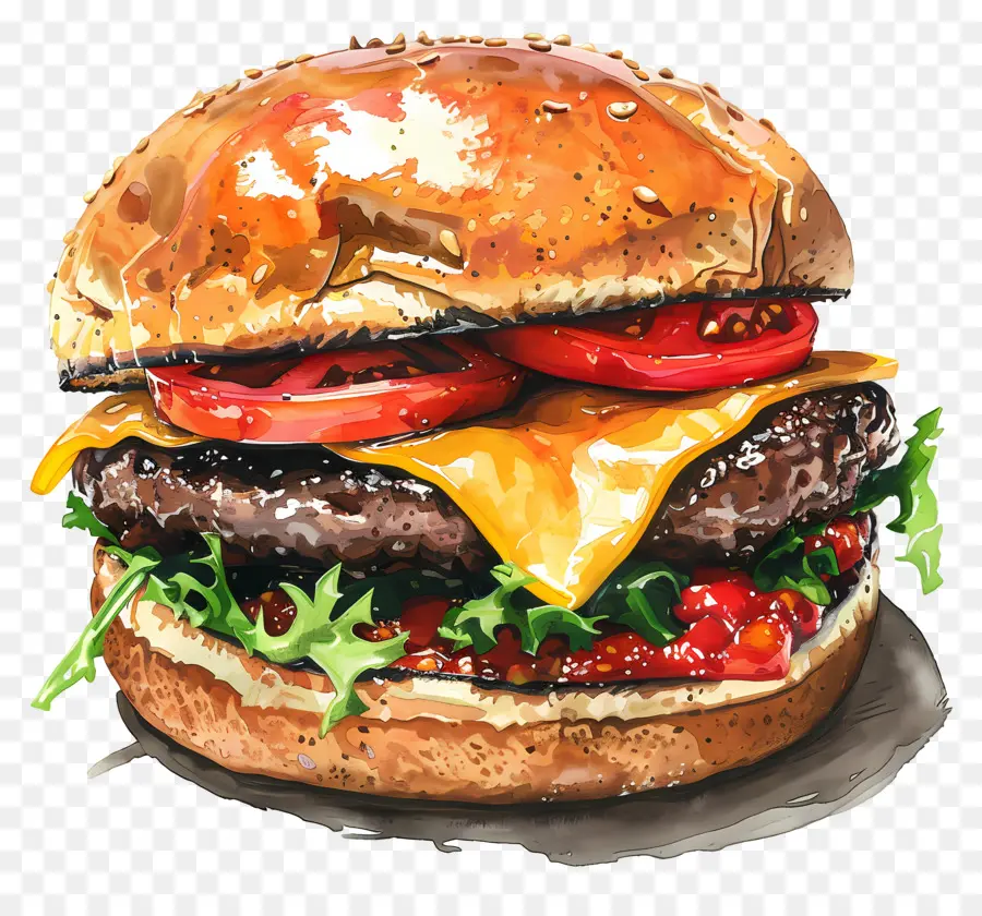 Burger Keju，Hamburger PNG