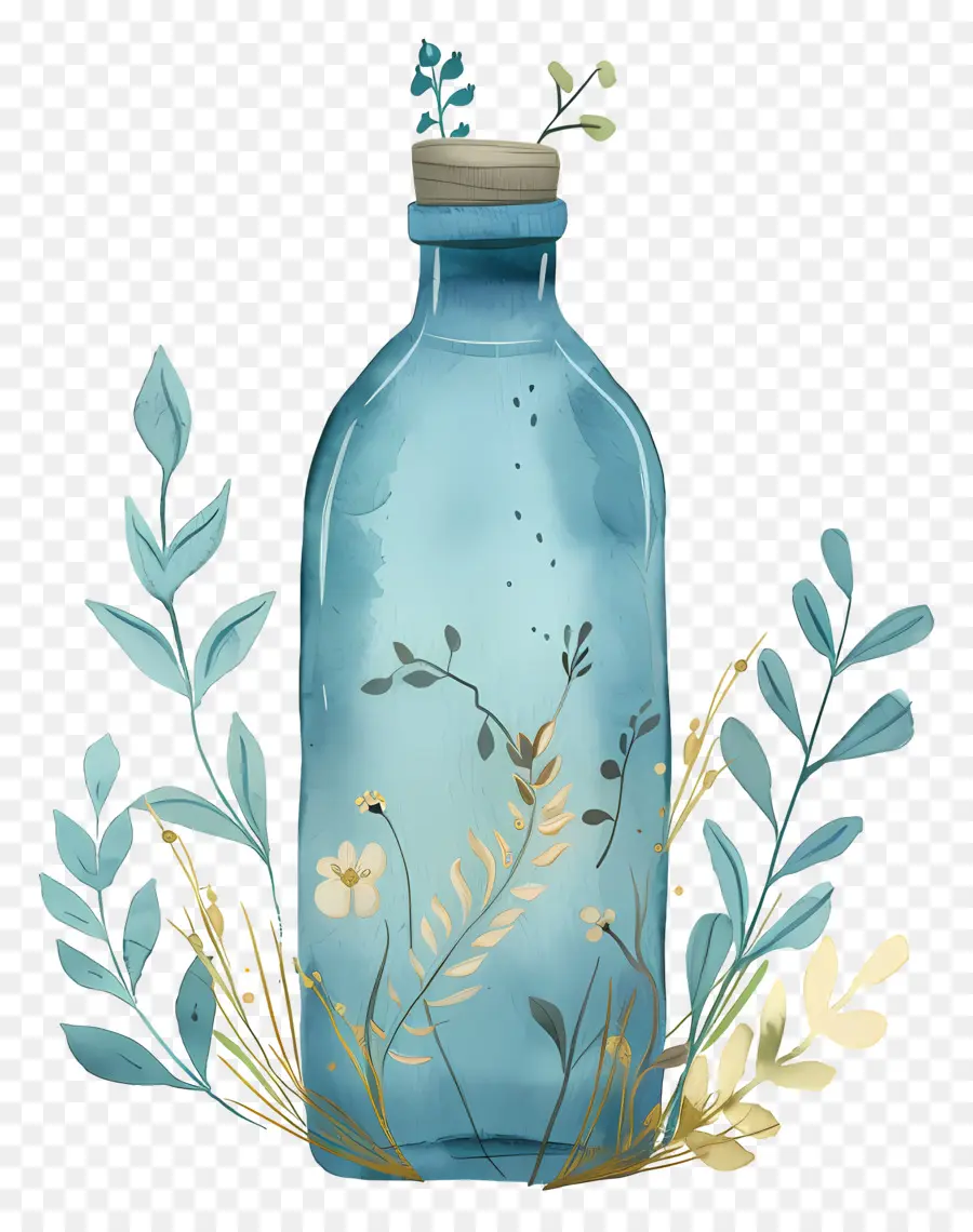 Botol Air，Lukisan Cat Air PNG