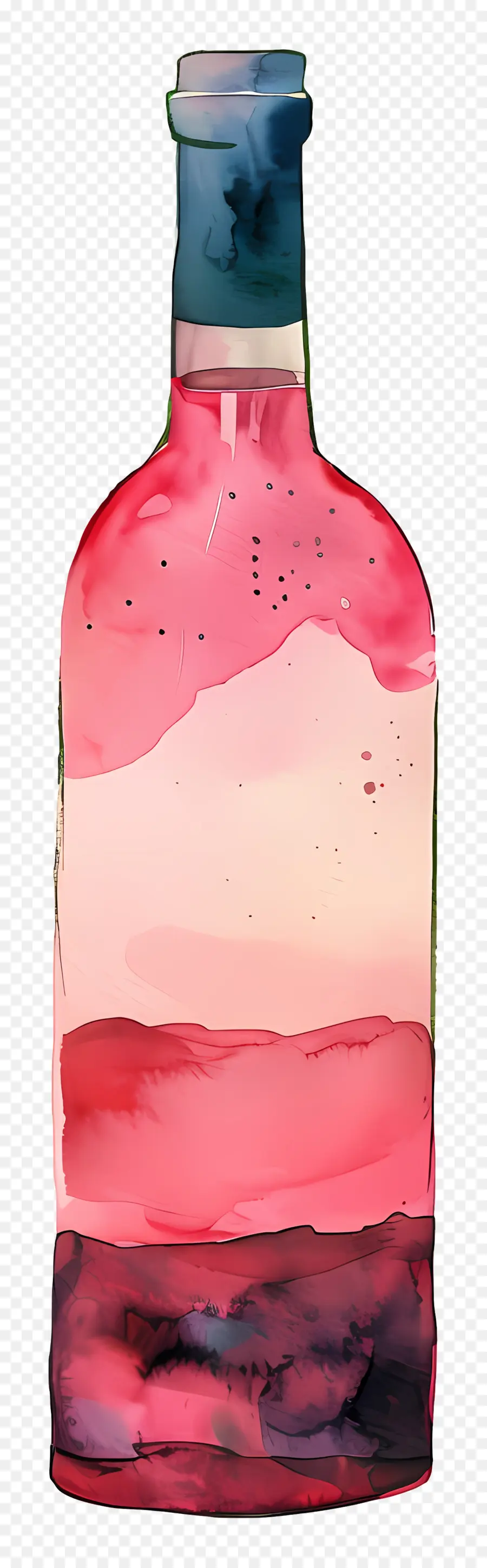 Botol Anggur，Botol Kaca Merah Muda PNG