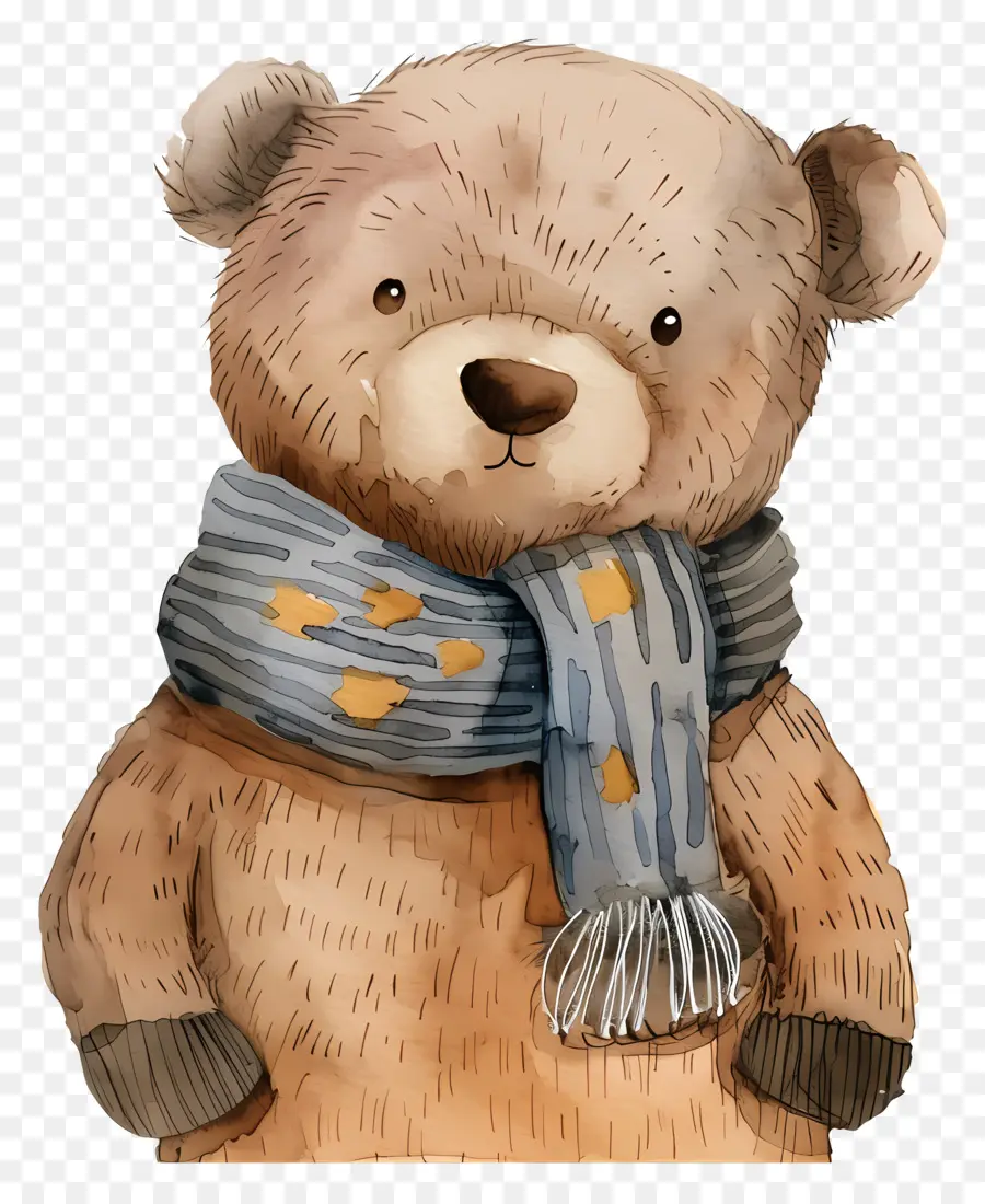 Boneka Beruang，Syal Biru PNG