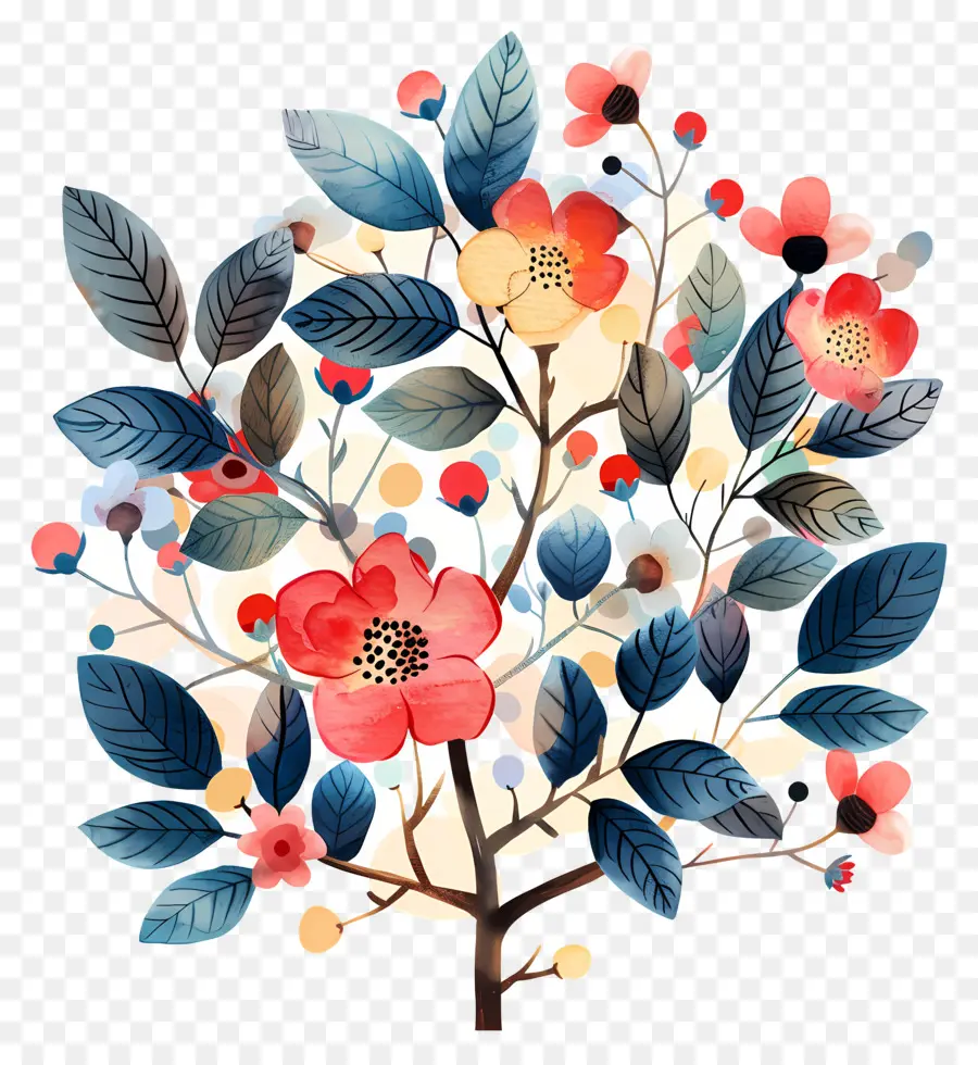 Bunga Semak，Lukisan Pohon Berwarna  Warni PNG