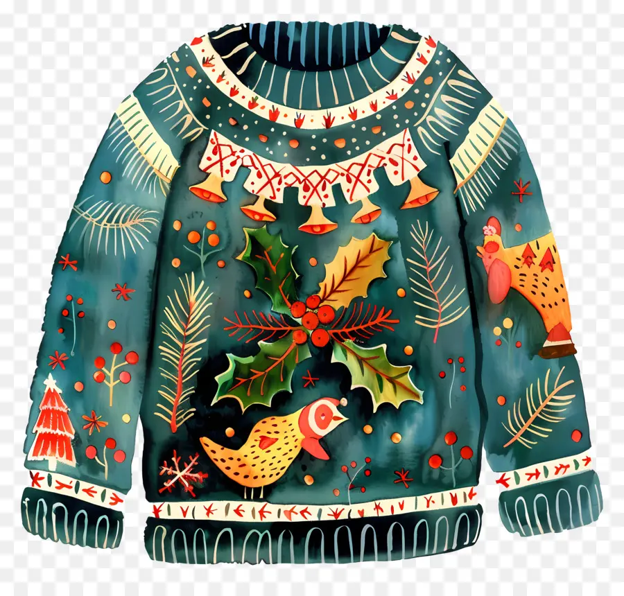 Jelek Natal Sweater，Sweter Liburan PNG