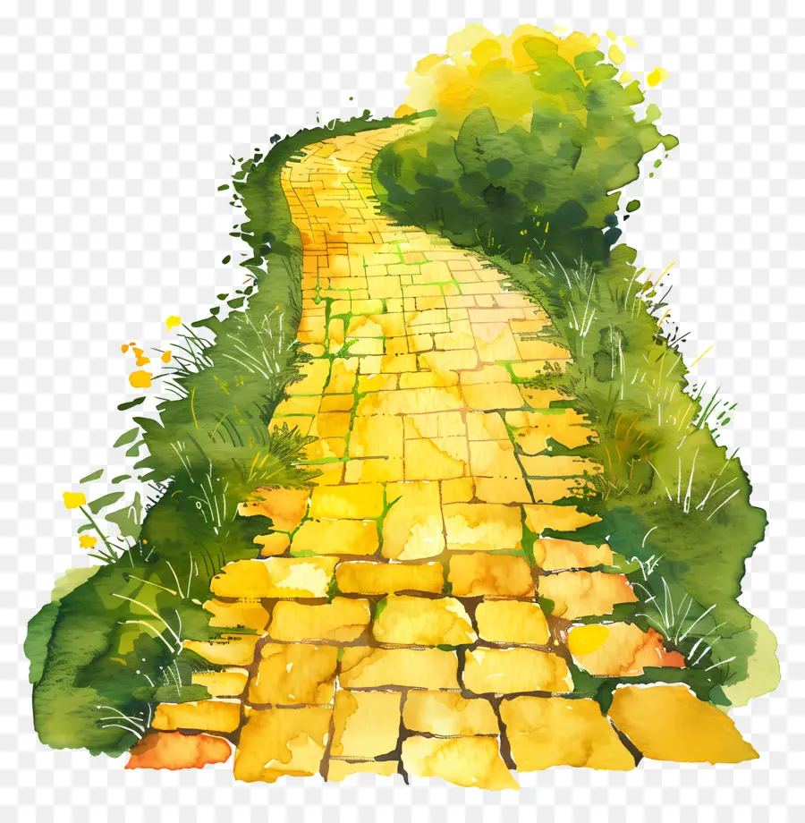 Jalan Batu Bata Kuning，Lukisan Digital PNG