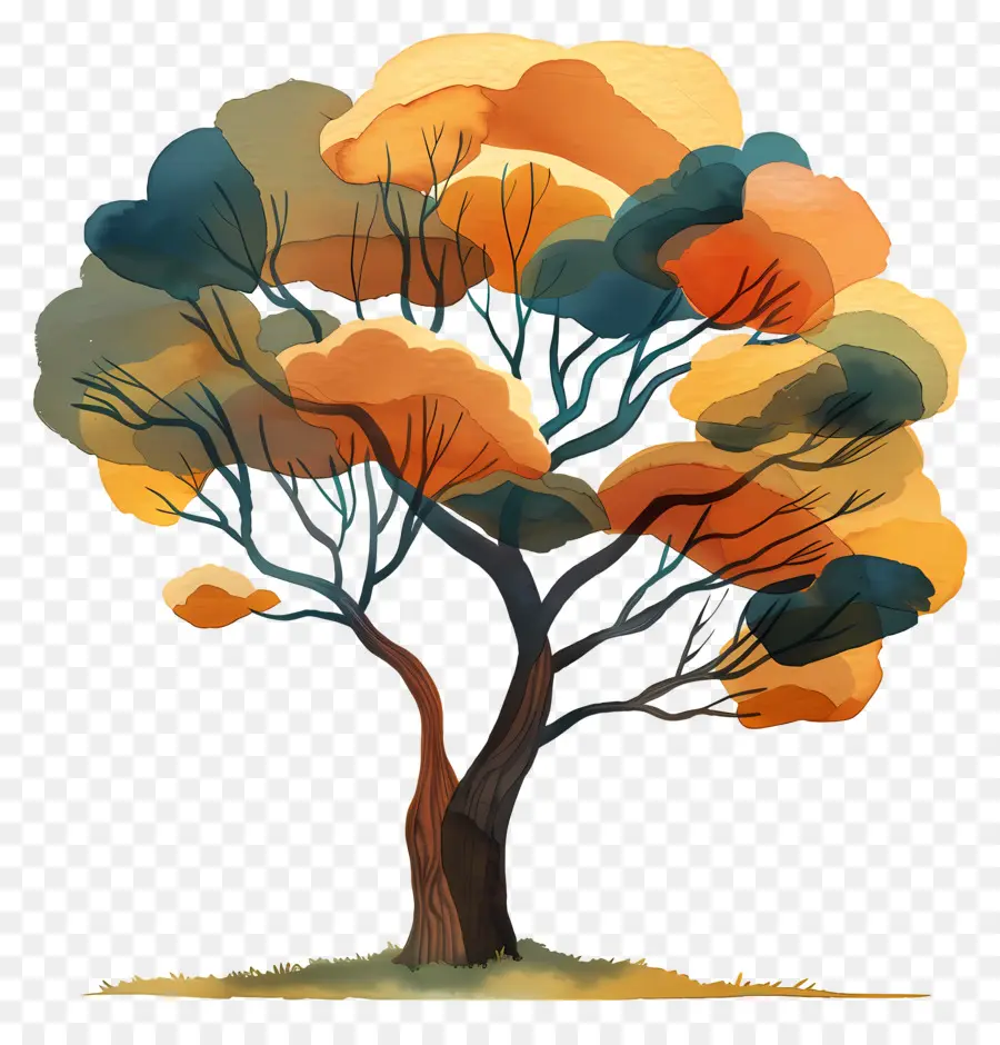 Kartun Pohon，Lukisan Cat Air PNG