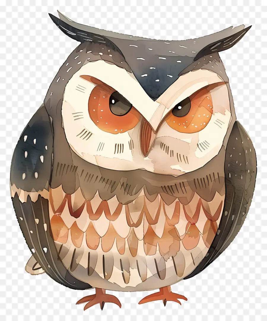 Kartun Owl，Burung Hantu Dengan Mata Oranye PNG