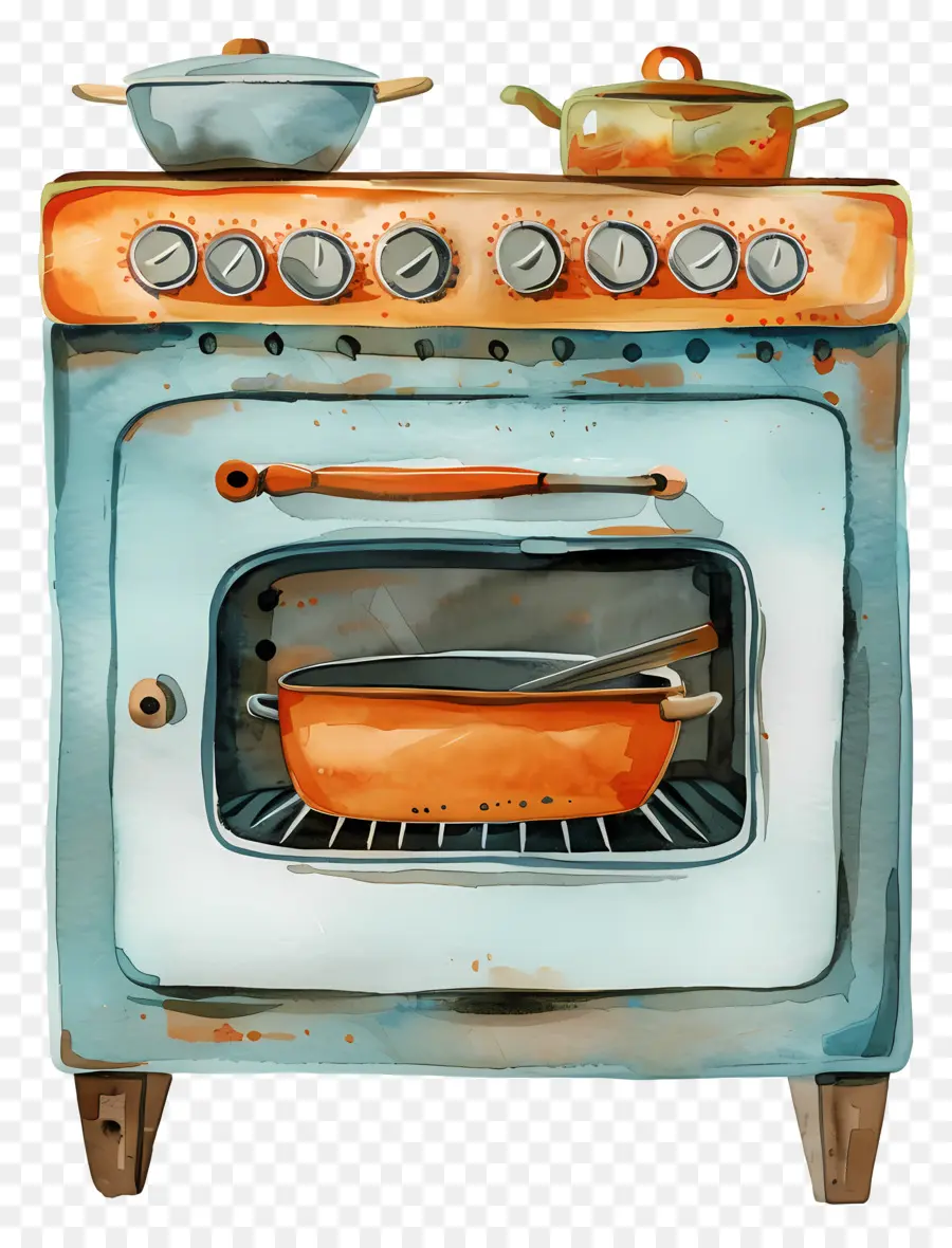 Oven，Lukisan Cat Air PNG