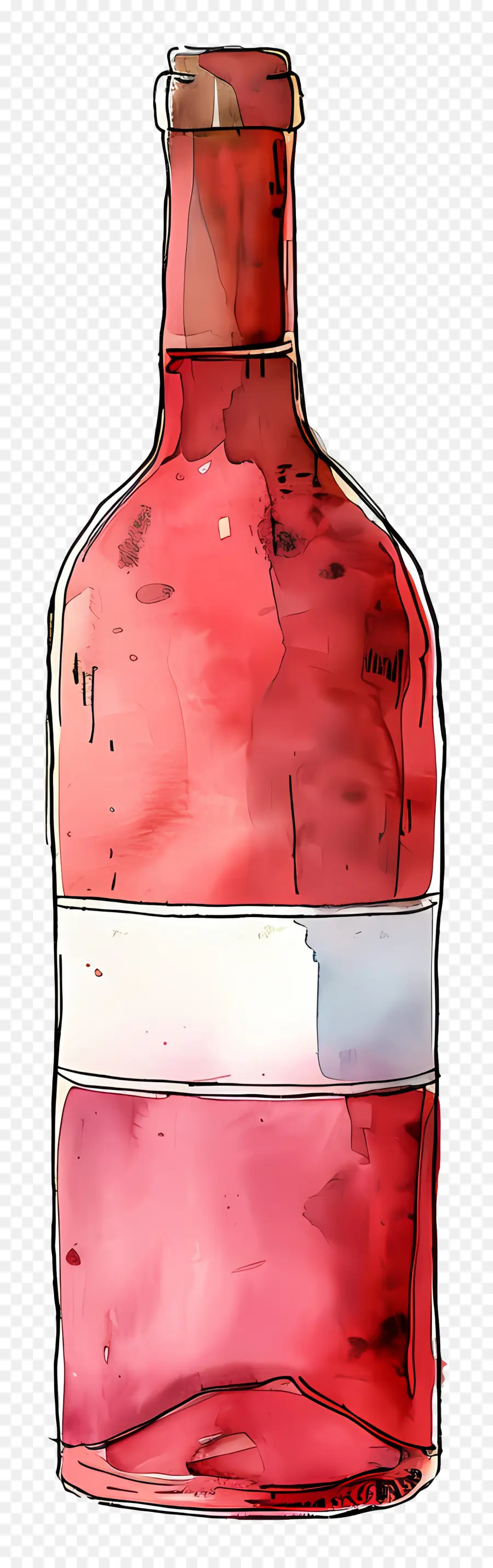 Botol Anggur，Lukisan Cat Air Merah PNG