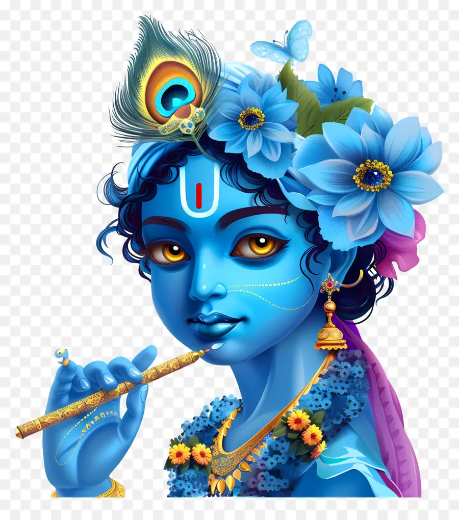 Krishna Janmashtami，Karakter Biru PNG