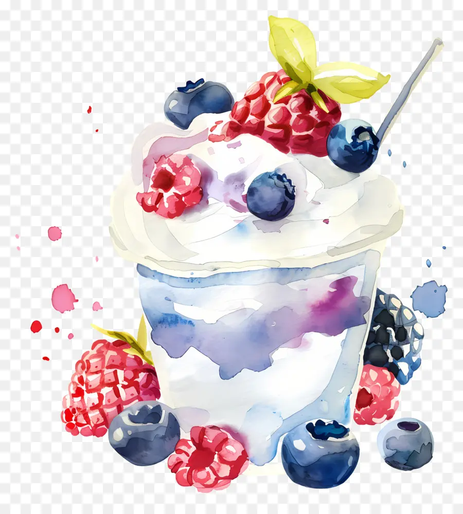 Yoghurt，Lukisan Cat Air PNG