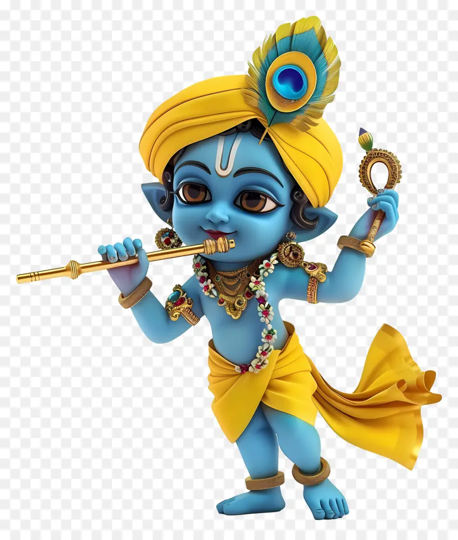 Krishna Janmashtami，Karakter Kartun Biru PNG