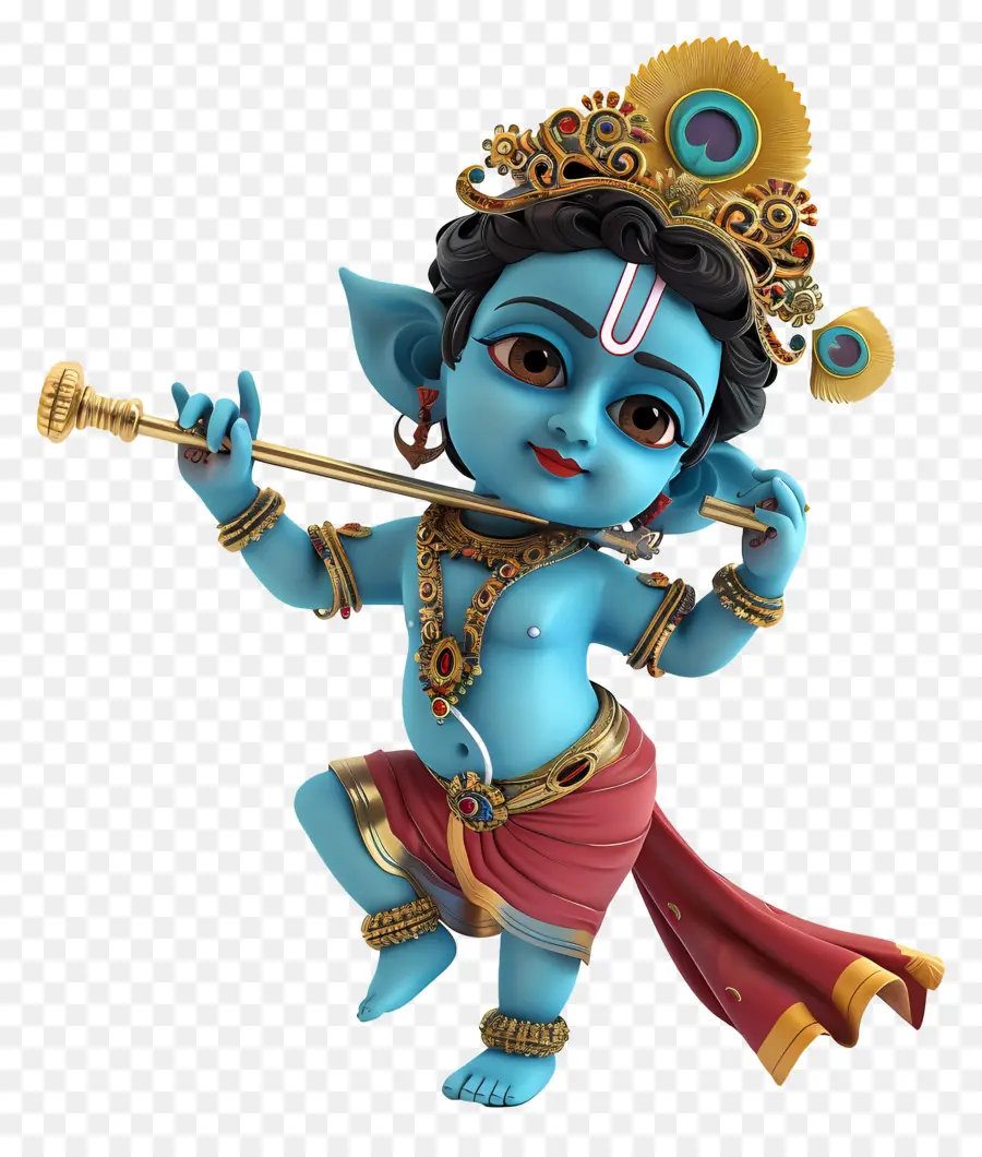 Krishna Janmashtami，Karakter Kartun Biru PNG