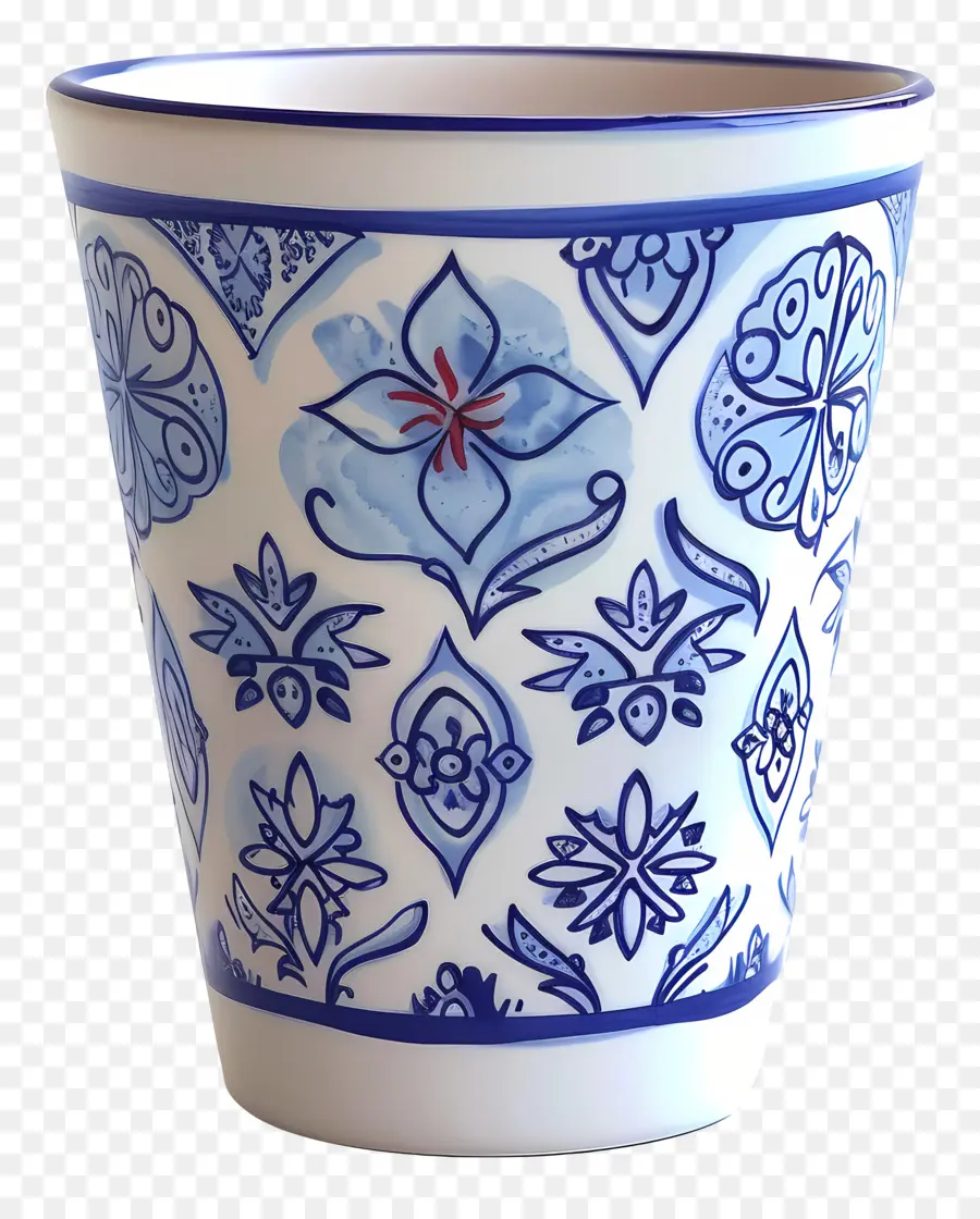 Cangkir Biru Bermotif，Cangkir Keramik PNG