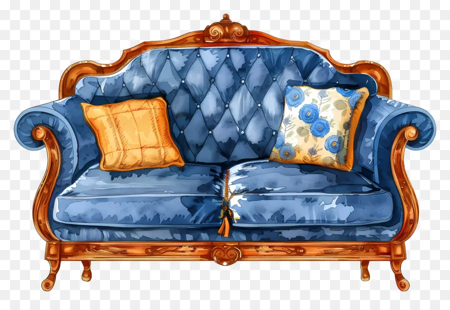 Sofa Biru，Sofa PNG