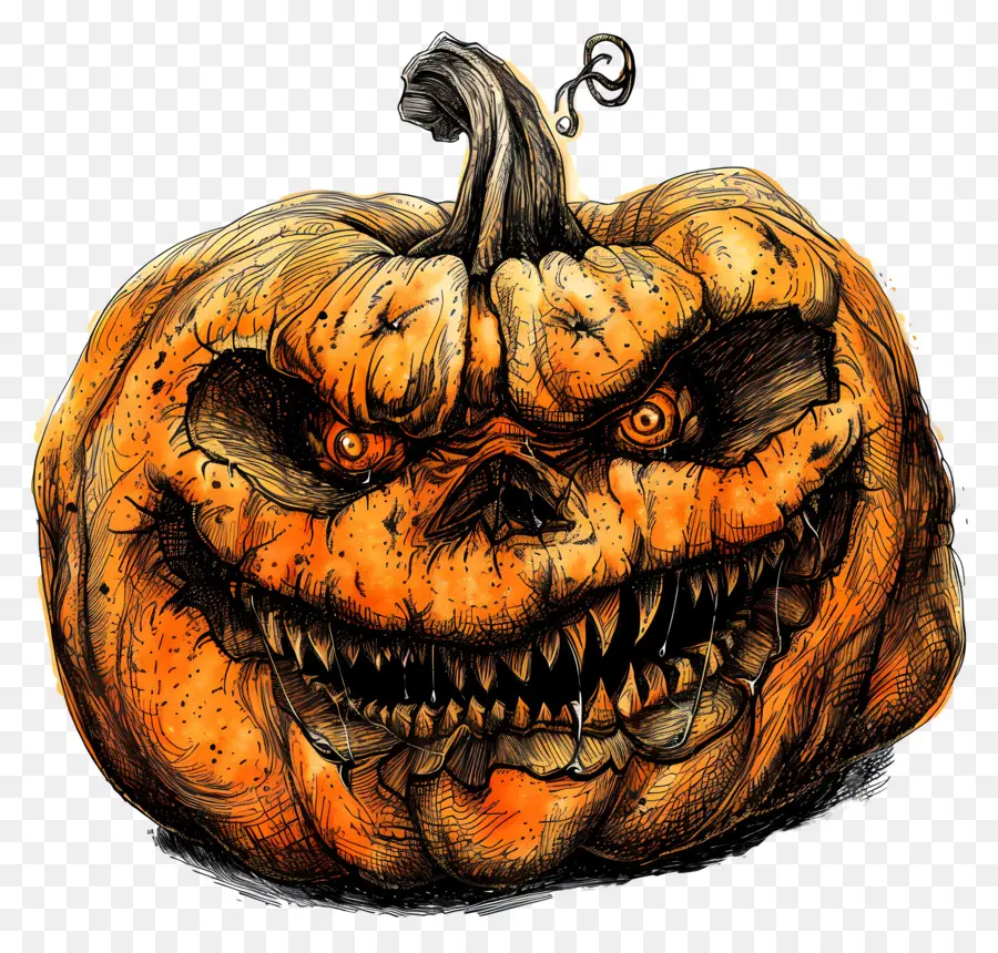 Labu Halloween，Labu Menakutkan PNG