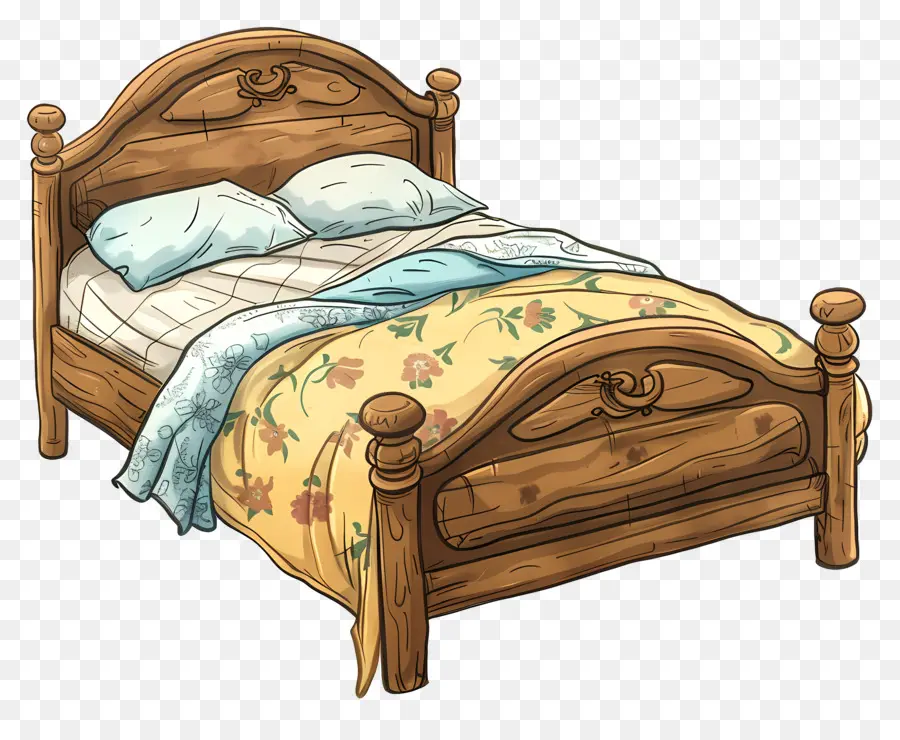 Tempat Tidur，Tempat Tidur Kayu PNG