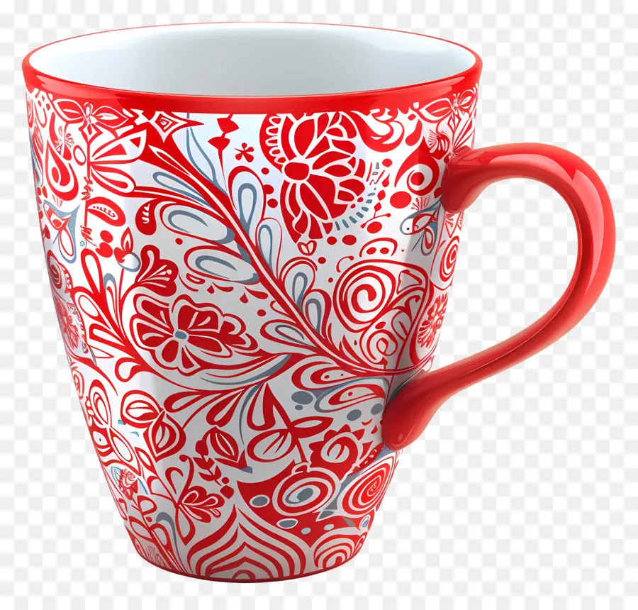 Cangkir Merah Bermotif，Mug Merah PNG