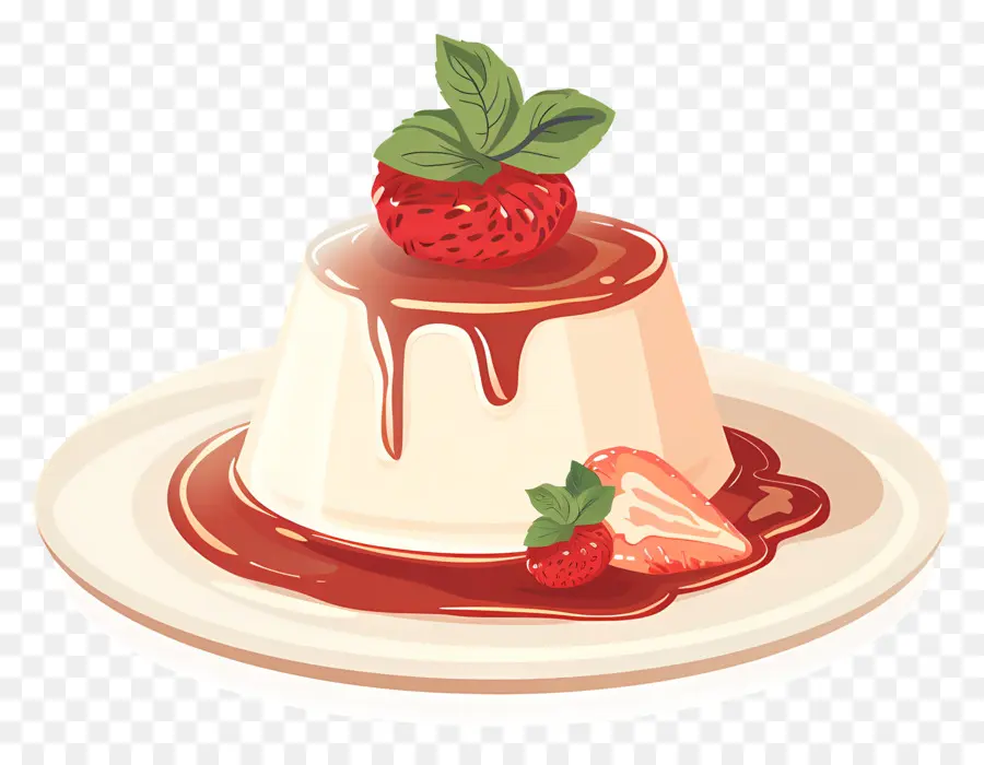 Panna Cotta，Panna Cotta Dengan Stroberi PNG