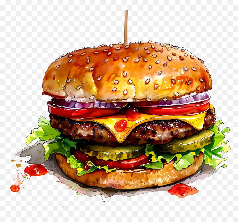 Hamburger，Burger Keju PNG