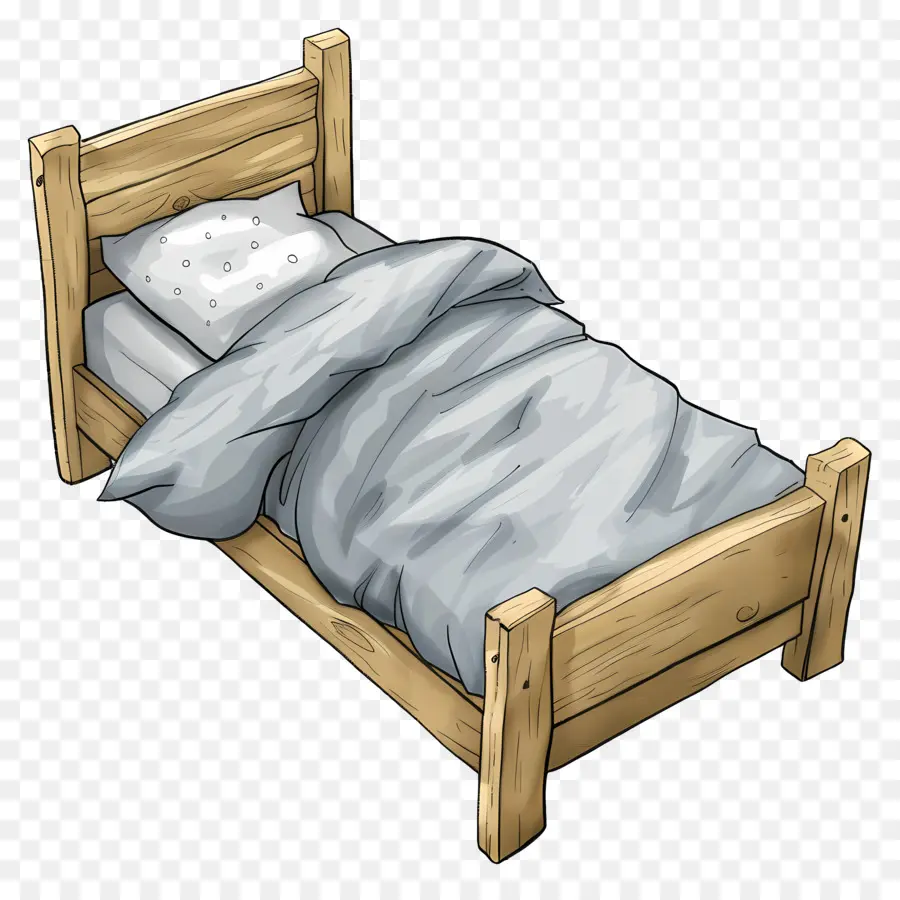 Tempat Tidur Single，Bingkai Tempat Tidur Kayu PNG